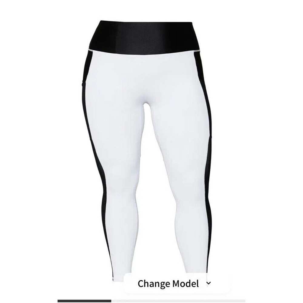 Fabletics Mila High-waisted Pocket White/Black Shine Power Hold Leggings NWT 1X